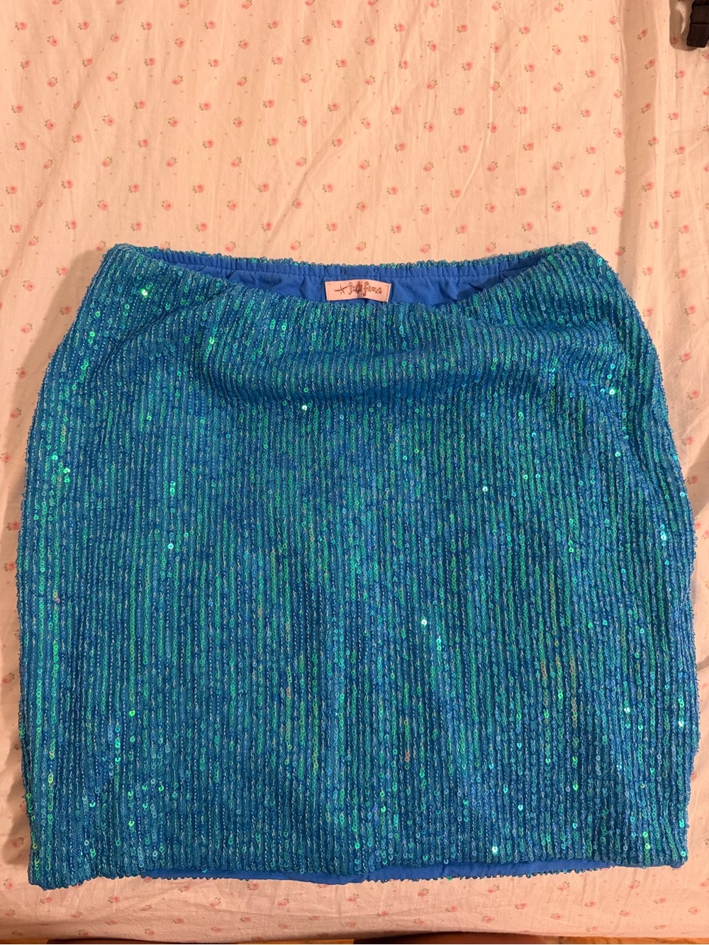Luli Fama Blue Sequin Mini Skirt